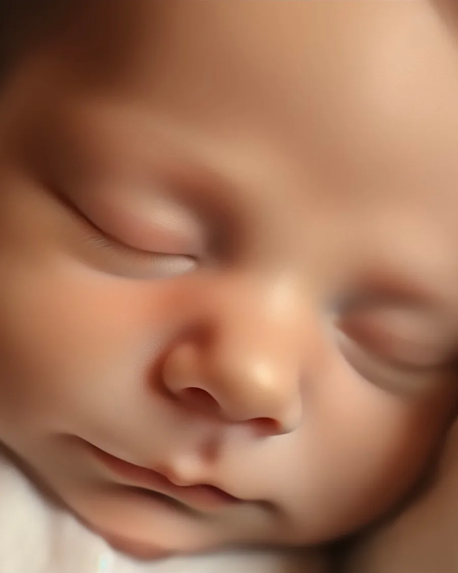 AI portrait of a sleeping newborn made from a 3D ultrasound